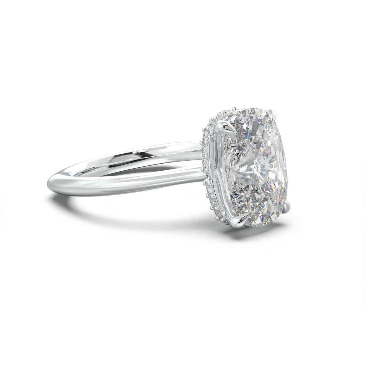 Cushion Hidden Halo Engagement Ring