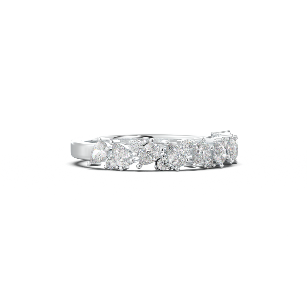 Alternating Pear & Round Half-Eternity Wedding Band