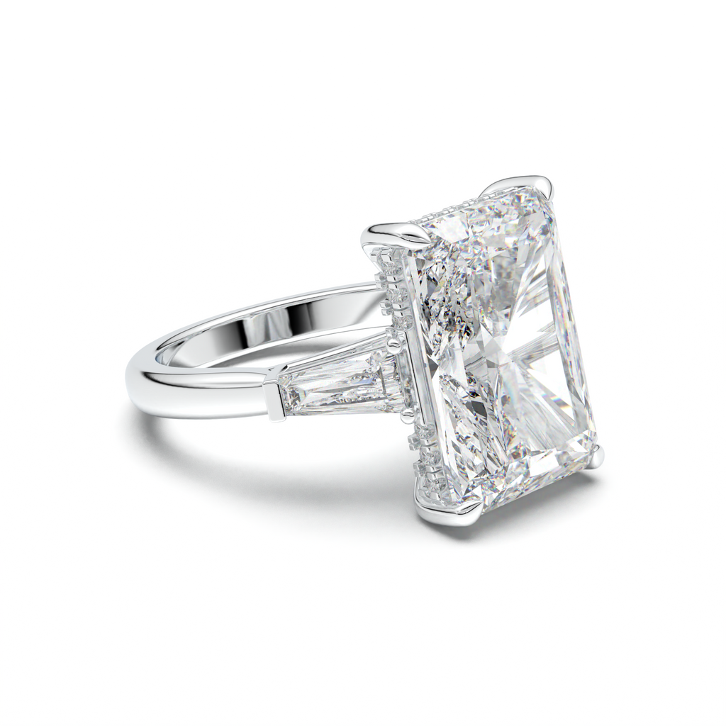 Radiant Baguette Hidden Halo Engagement Ring