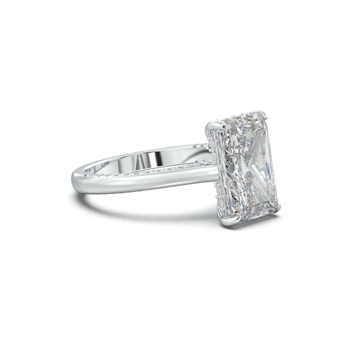 Radiant Pavé Hidden Halo Engagement Ring