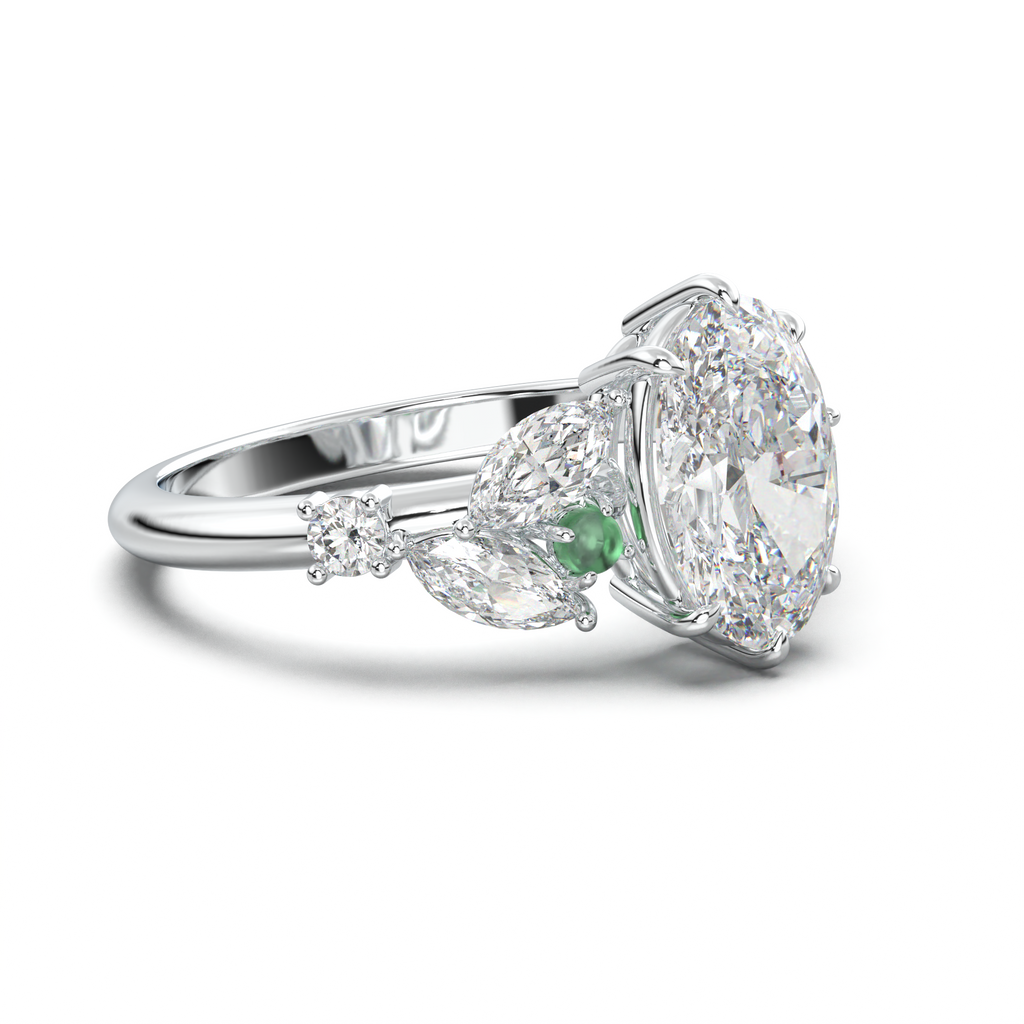 Oval Marquise-Accent Engagement Ring