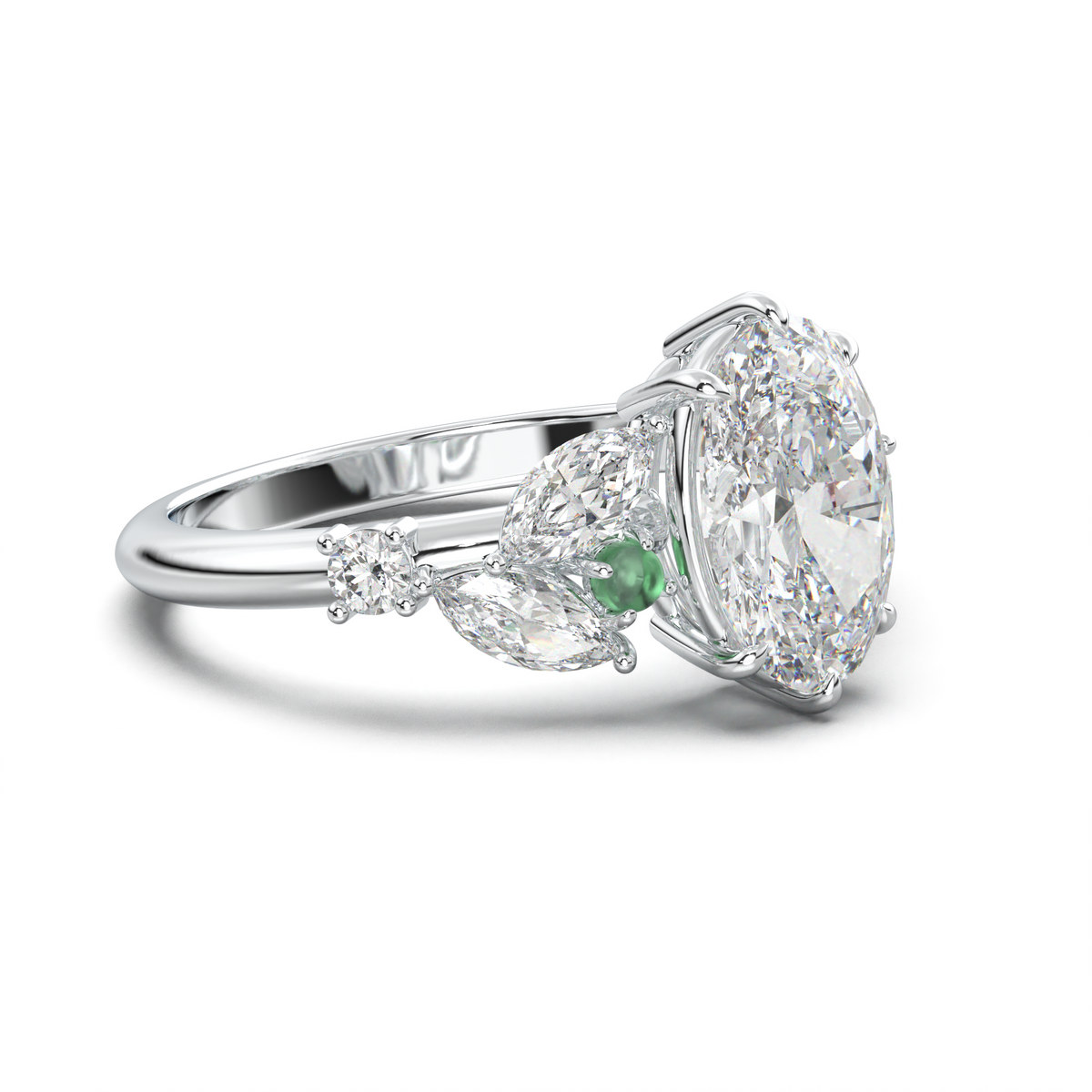 Oval Marquise-Accent Engagement Ring
