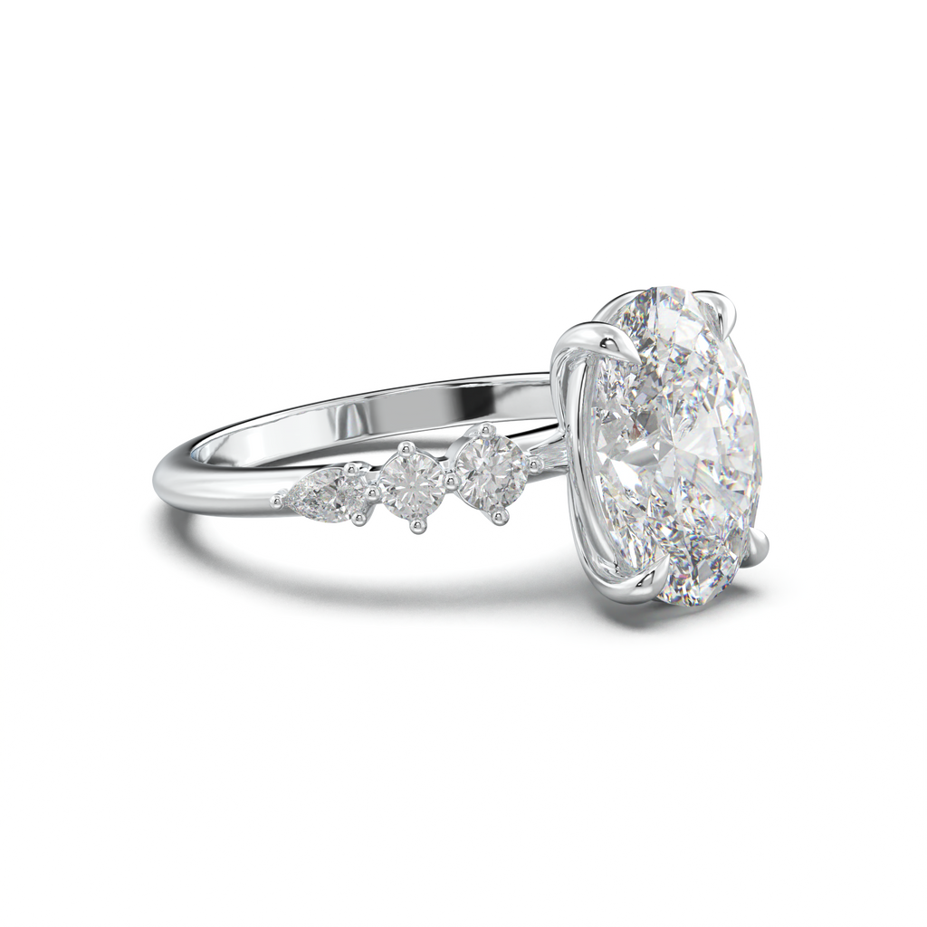 Oval Pear-Accent Engagement Ring