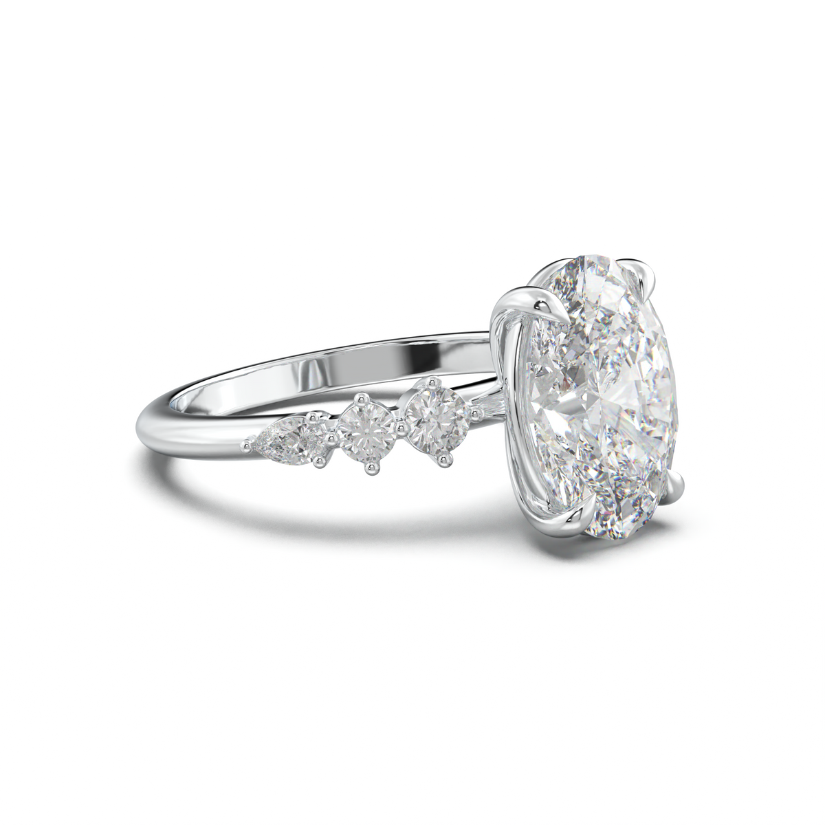 Oval Pear-Accent Engagement Ring
