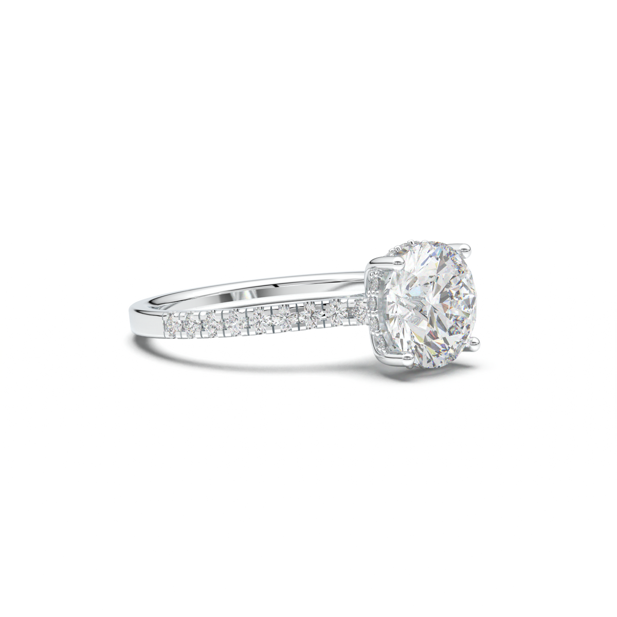 Round Pavé Engagement Ring