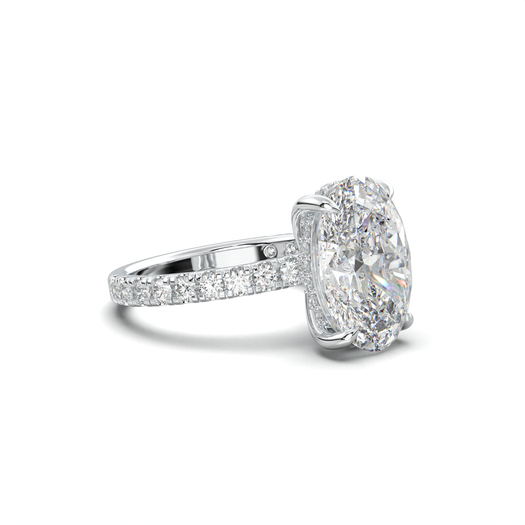 Oval Pavé Hidden Halo Engagement Ring