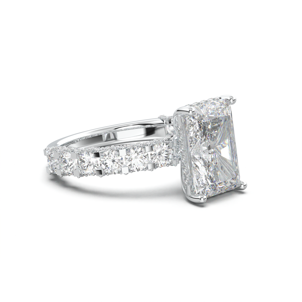 Radiant Diamond Band Engagement Ring
