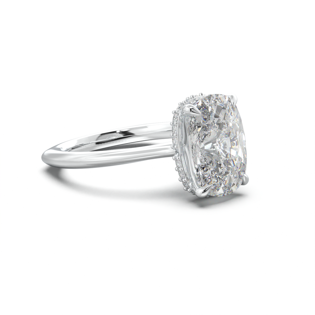 Cushion Hidden Halo Engagement Ring