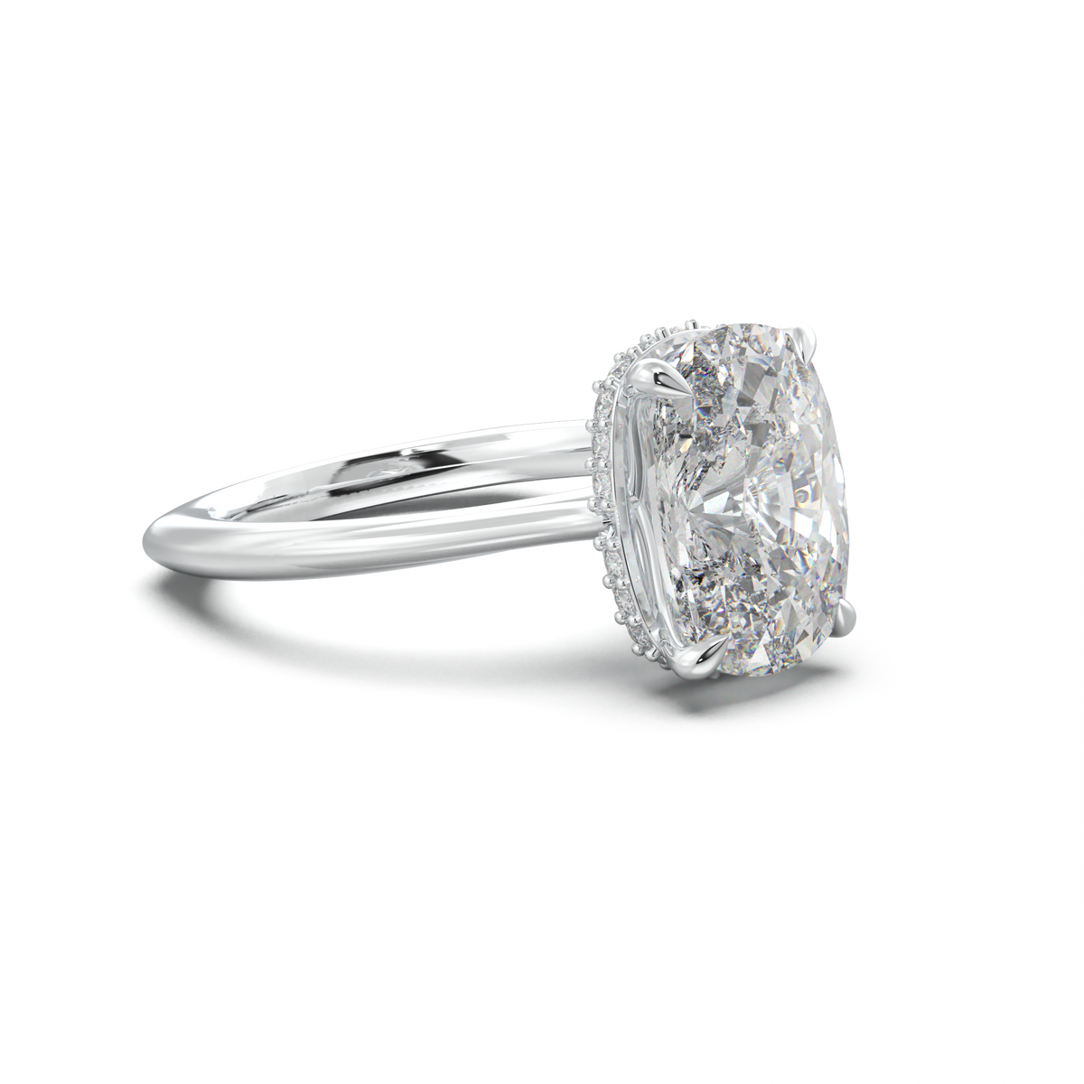 Cushion Hidden Halo Engagement Ring