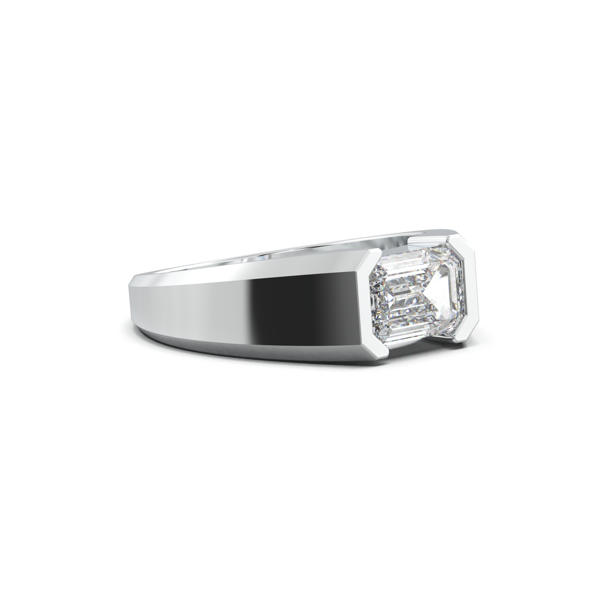 East-West Emerald Men's Ring
