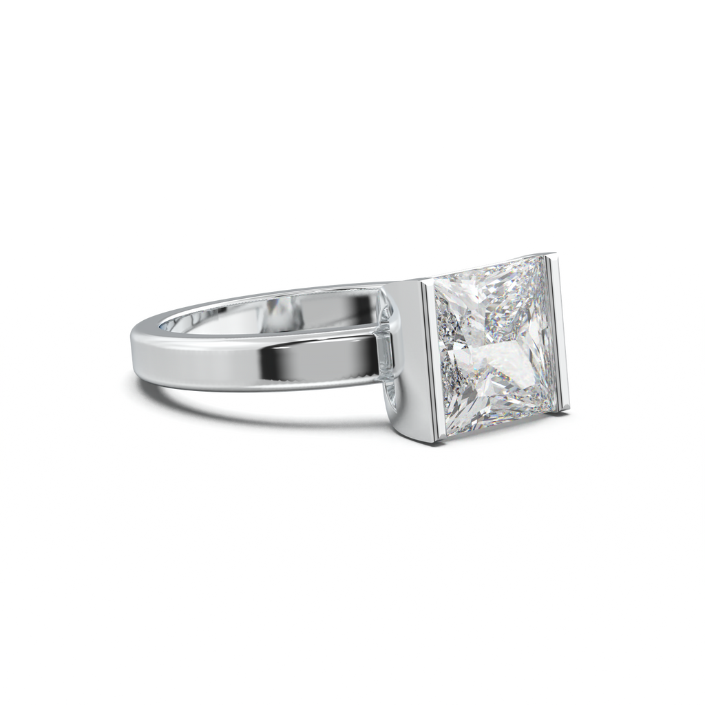 Princess Half-Bezel Engagement Ring