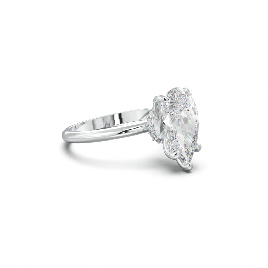 Pear Hidden Halo Engagement Ring