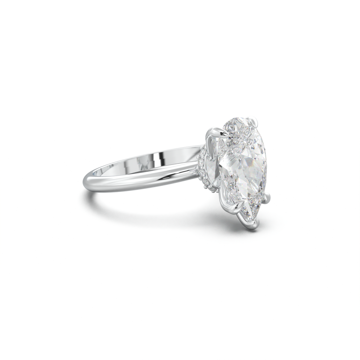 Pear Hidden Halo Engagement Ring