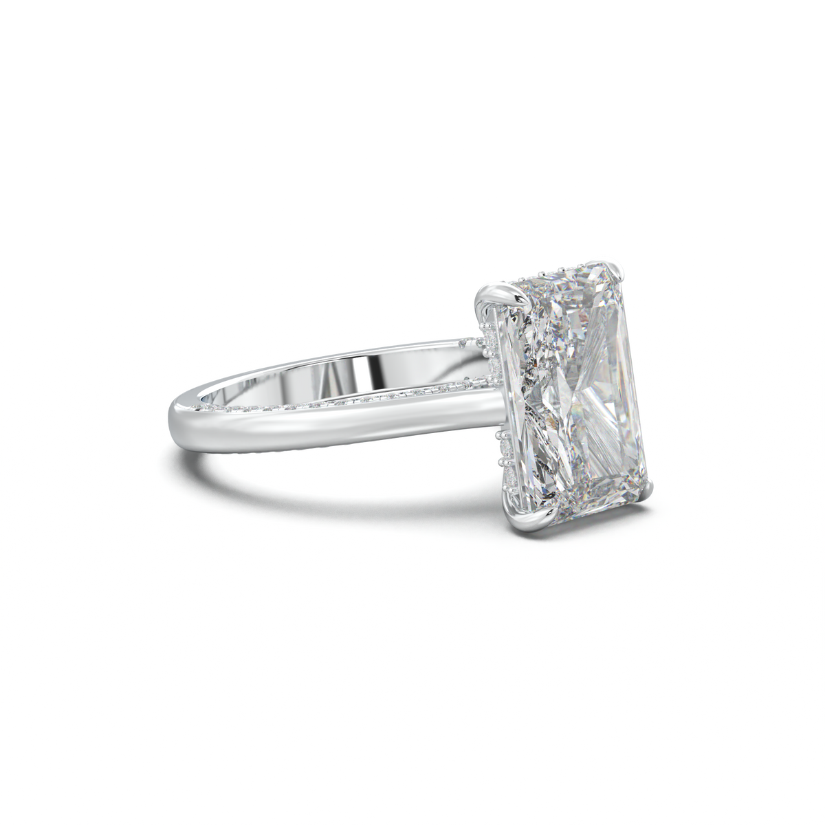 Radiant Pavé Hidden Halo Engagement Ring