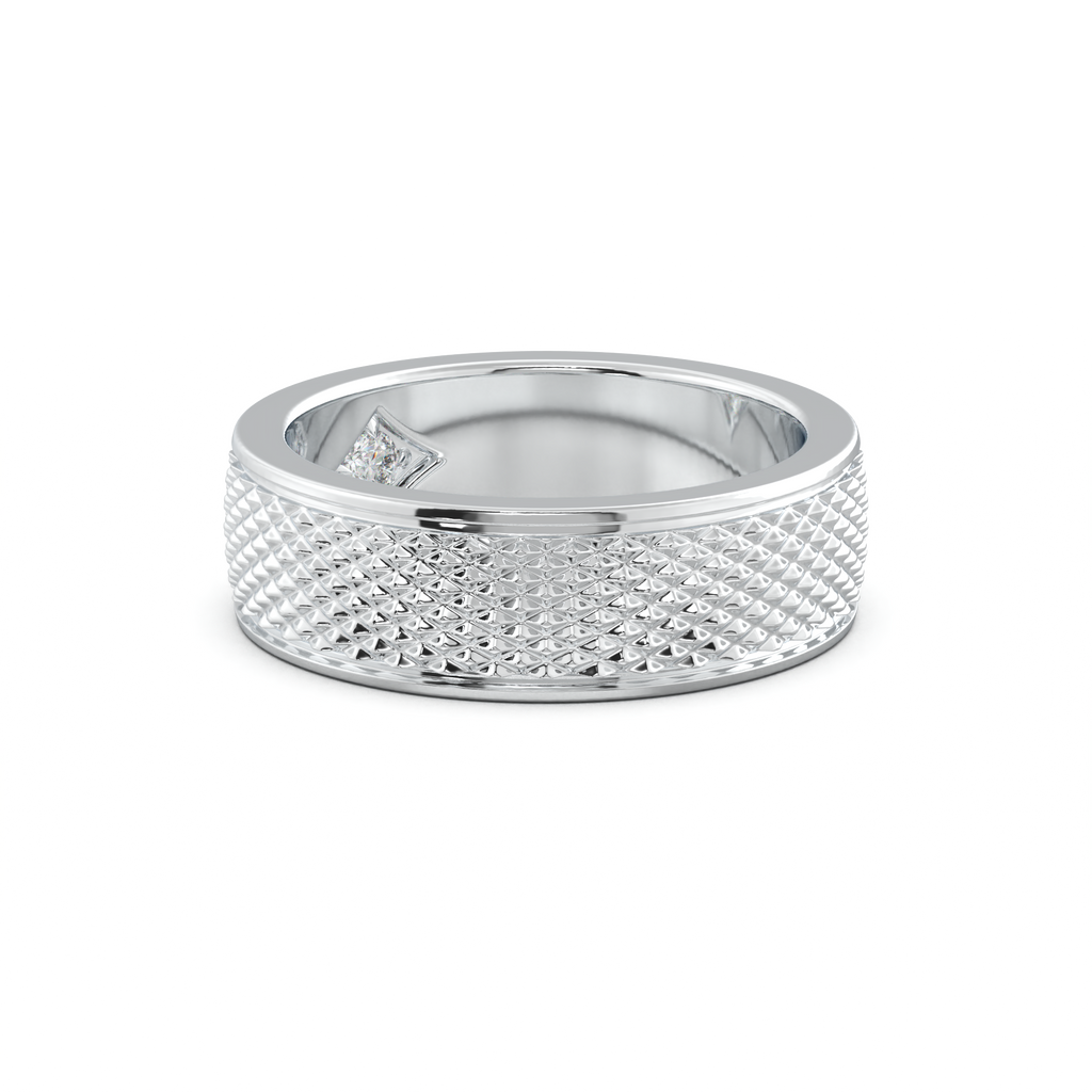 Diamond-Cut Textured Men's Wedding Band