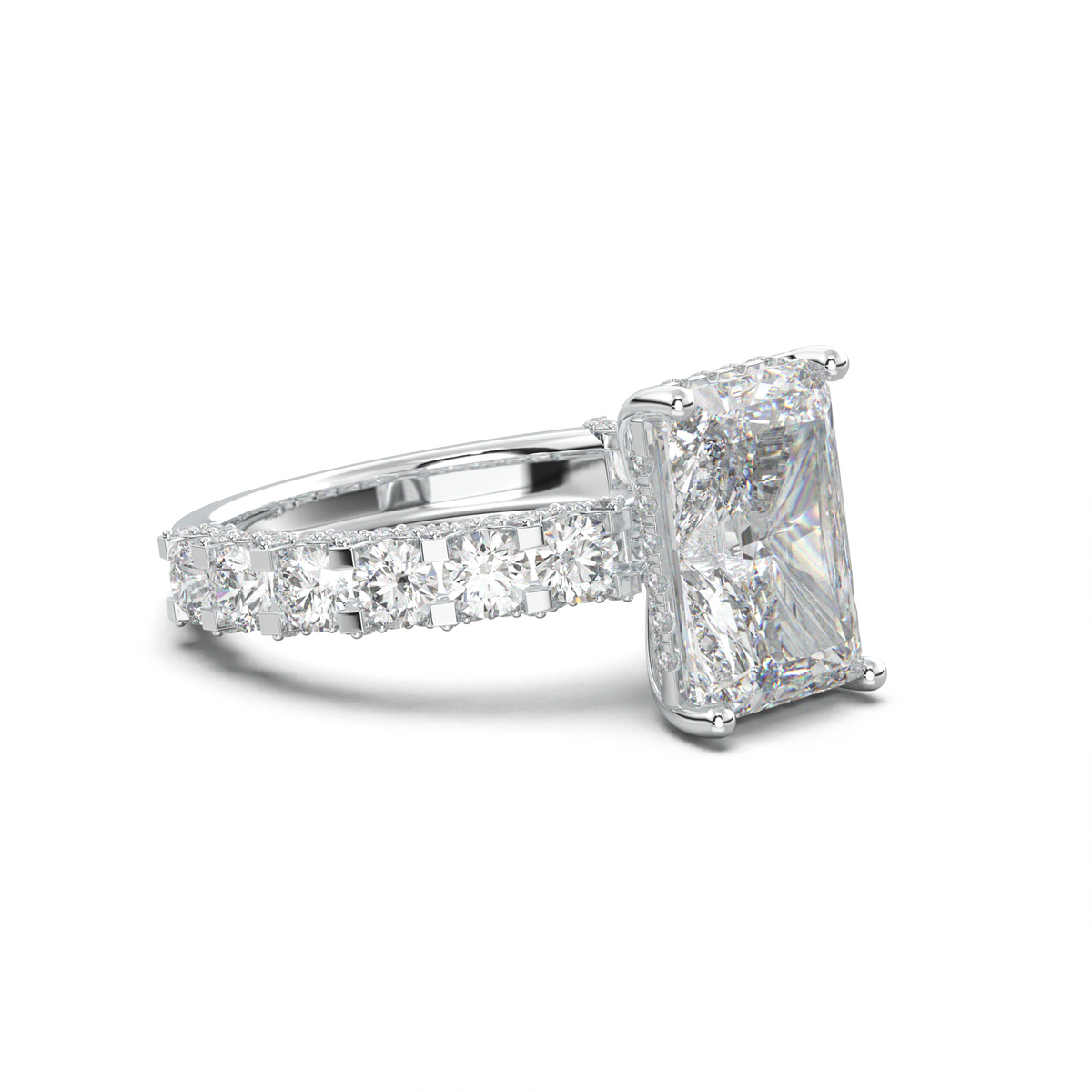 Radiant Diamond Band Engagement Ring