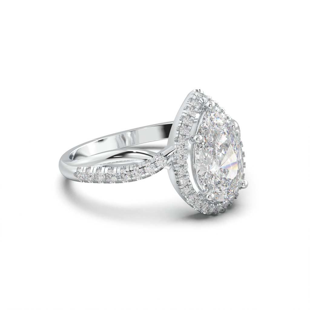 Pear Halo Twisted Pavé Engagement Ring