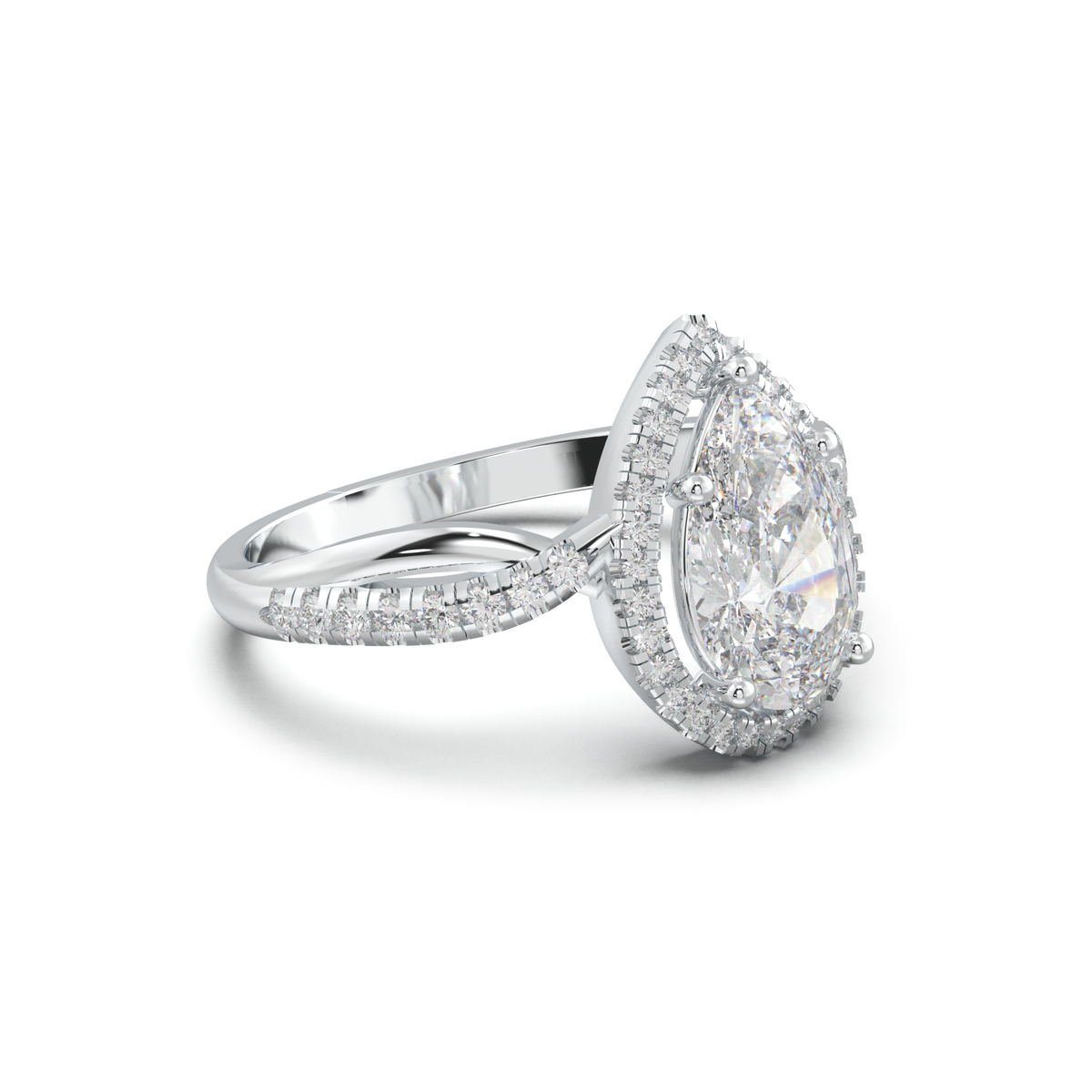 Pear Halo Twisted Pavé Engagement Ring