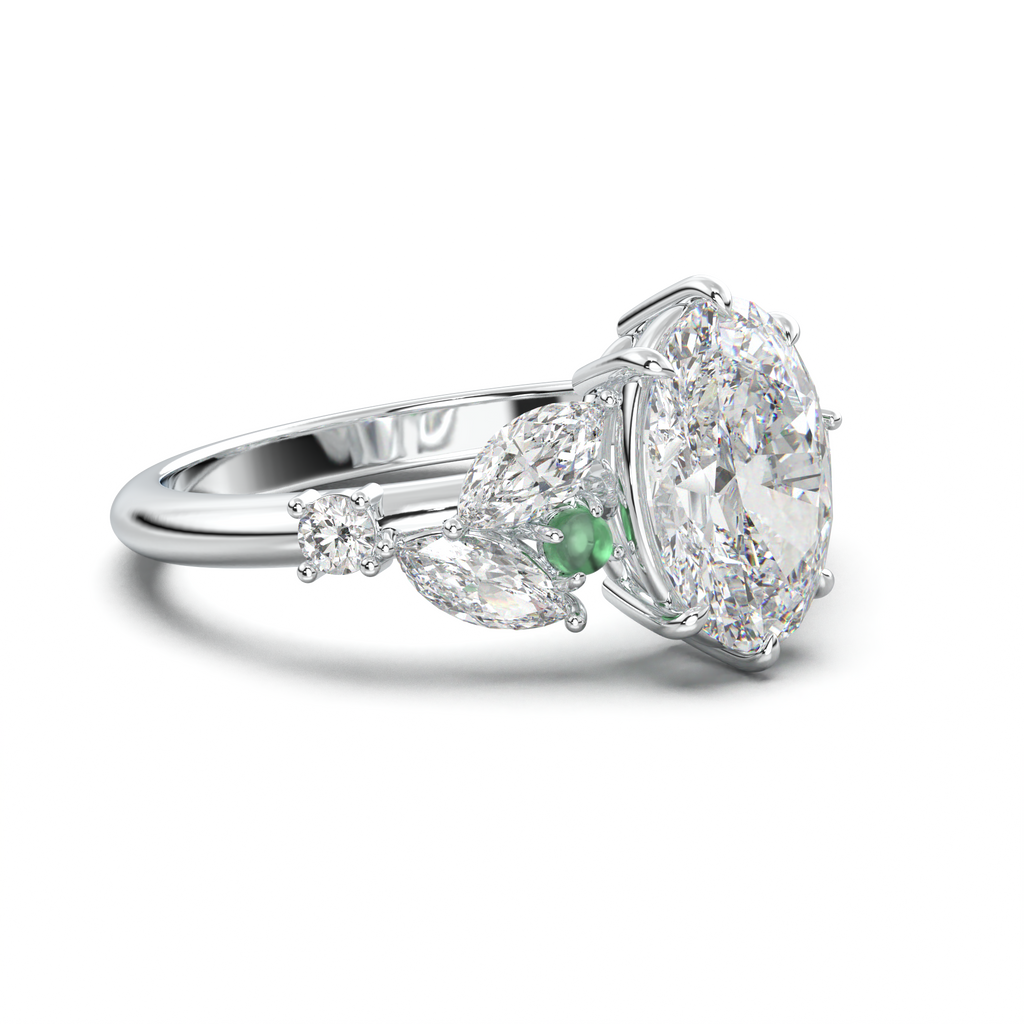 Oval Marquise-Accent Engagement Ring