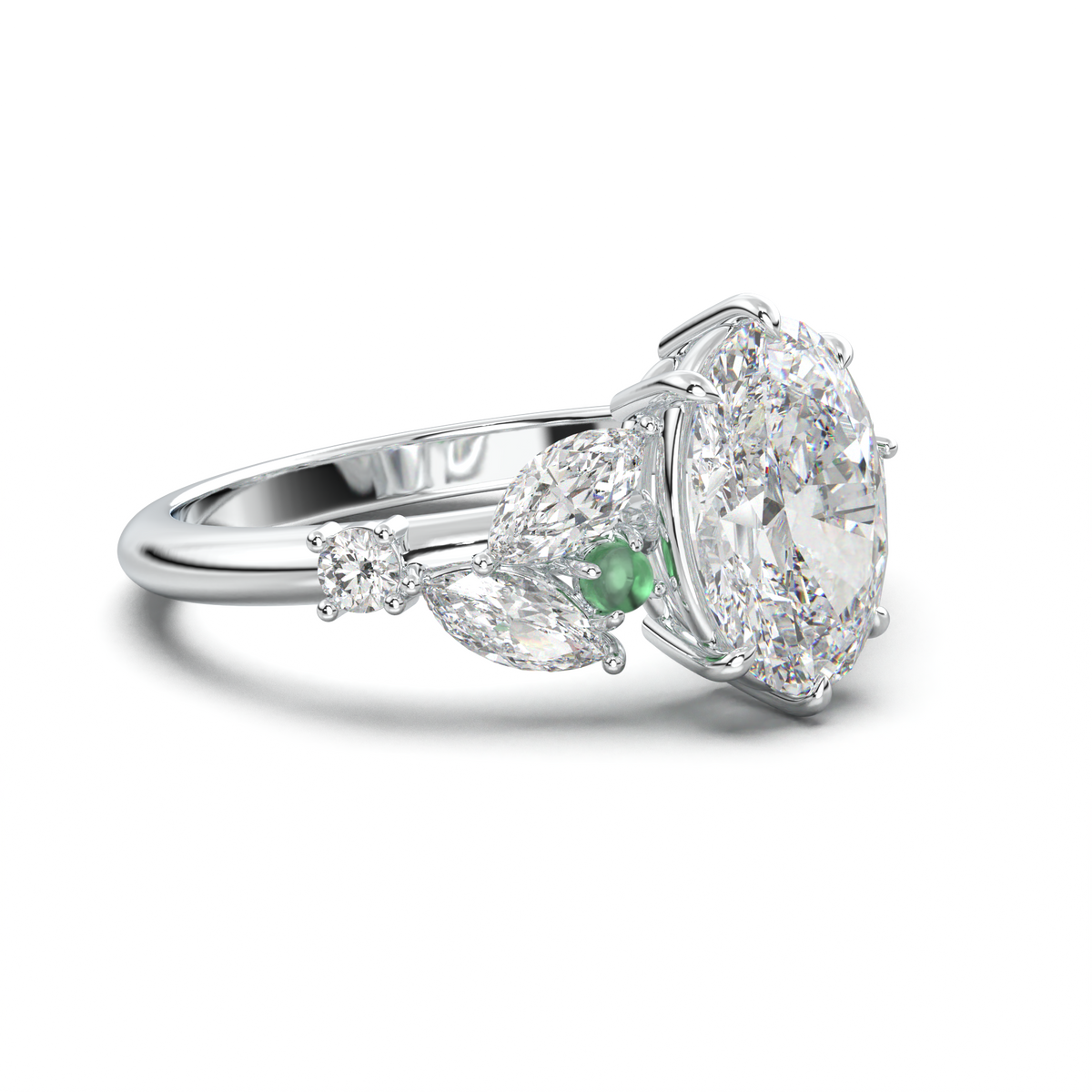 Oval Marquise-Accent Engagement Ring