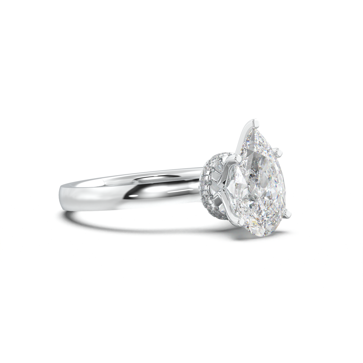 Pear Hidden Halo Engagement Ring