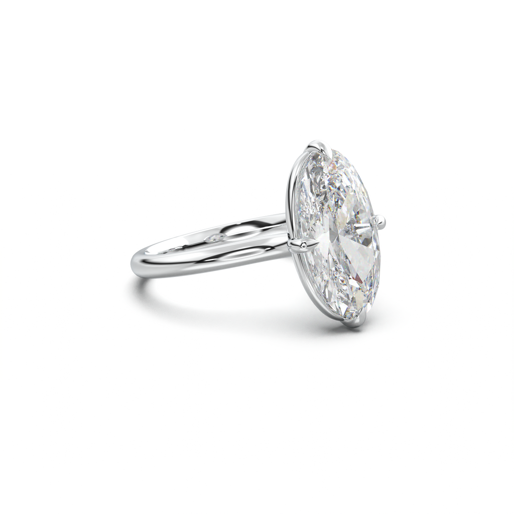 Elongated Moval Solitaire Engagement Ring