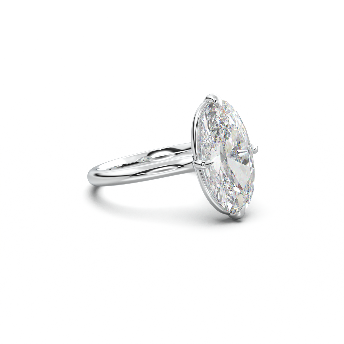 Elongated Moval Solitaire Engagement Ring
