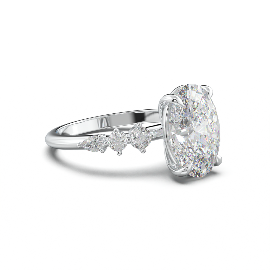 Oval Pear-Accent Engagement Ring
