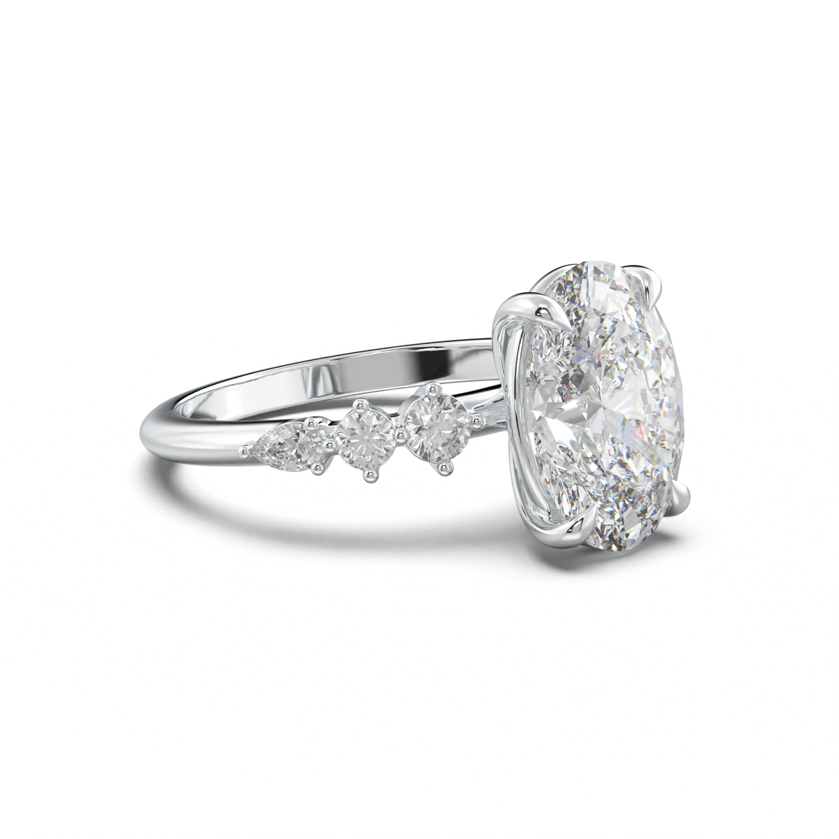 Oval Pear-Accent Engagement Ring