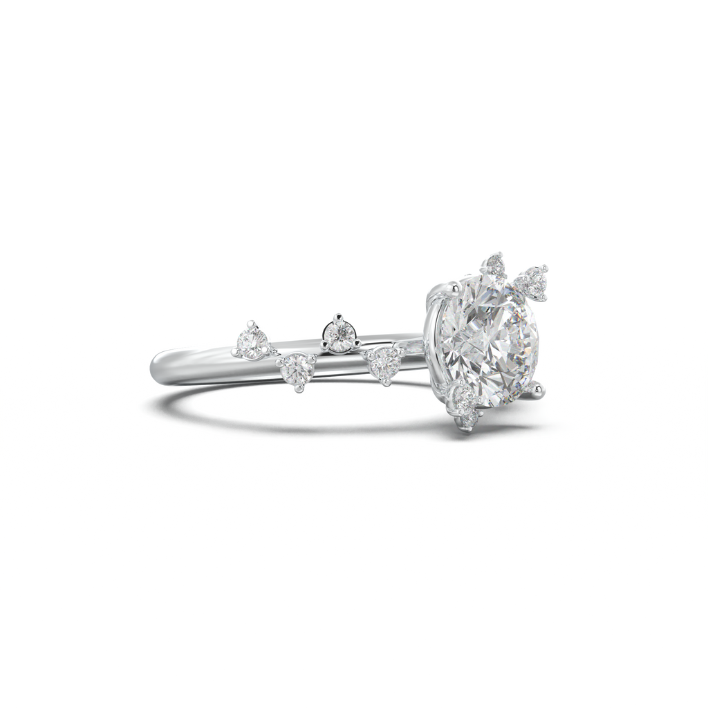 Round Botanical Accent Engagement Ring