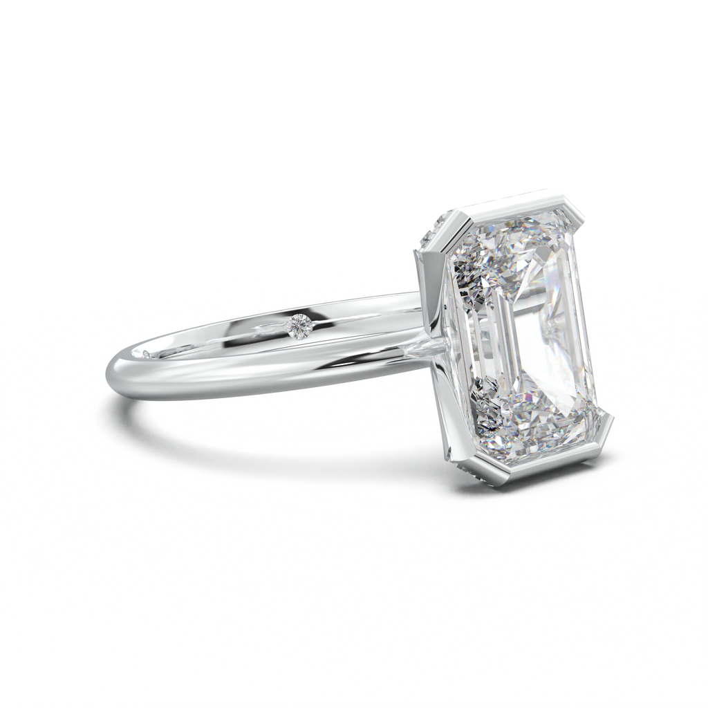 Emerald Hidden Halo Engagement Ring