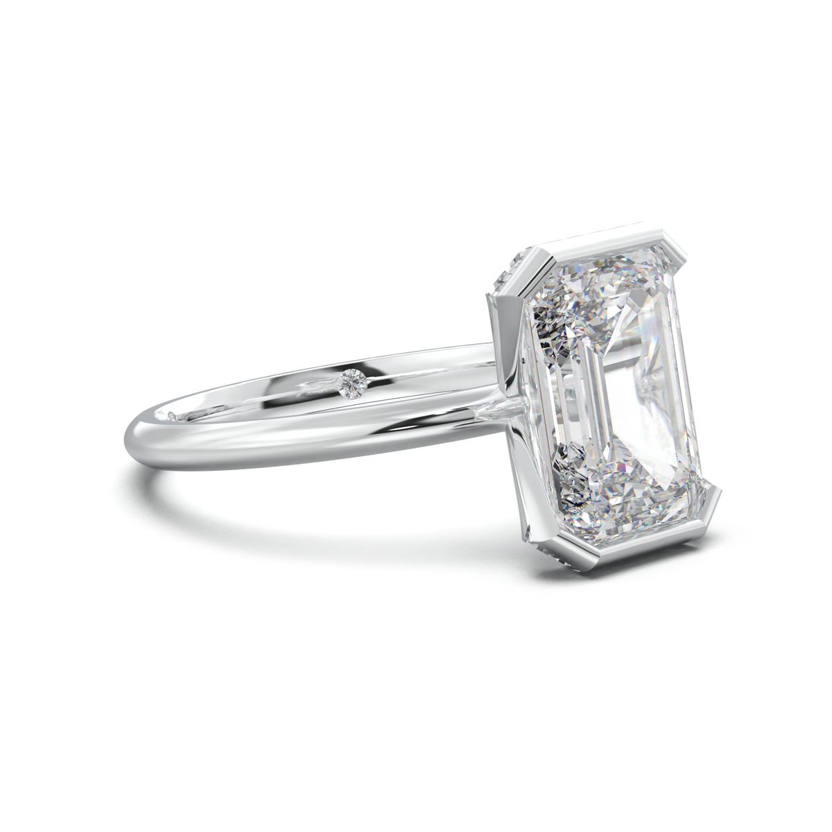 Emerald Hidden Halo Engagement Ring