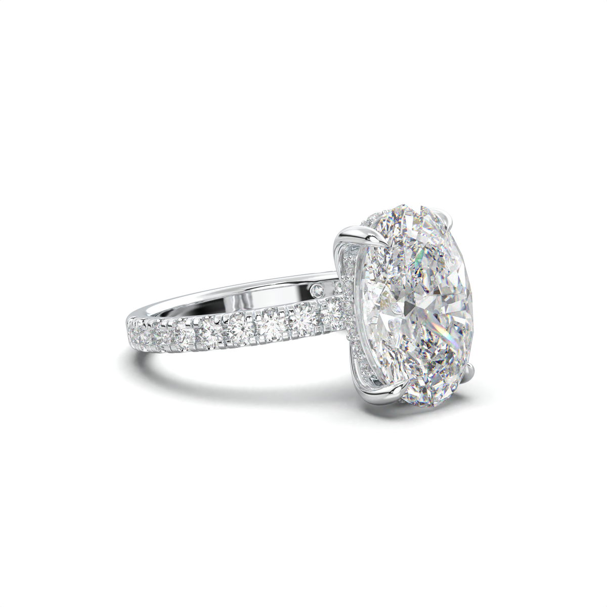 Oval Pavé Hidden Halo Engagement Ring