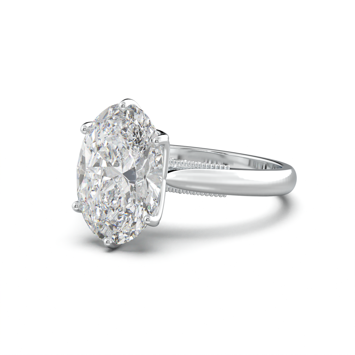 Oval Tulip Setting Hidden bridge Halo Engagement Ring