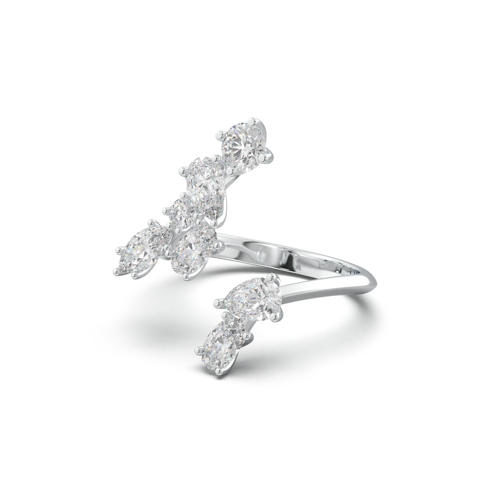 Asymmetric Mixed-Shape Diamond & Peridot Ring