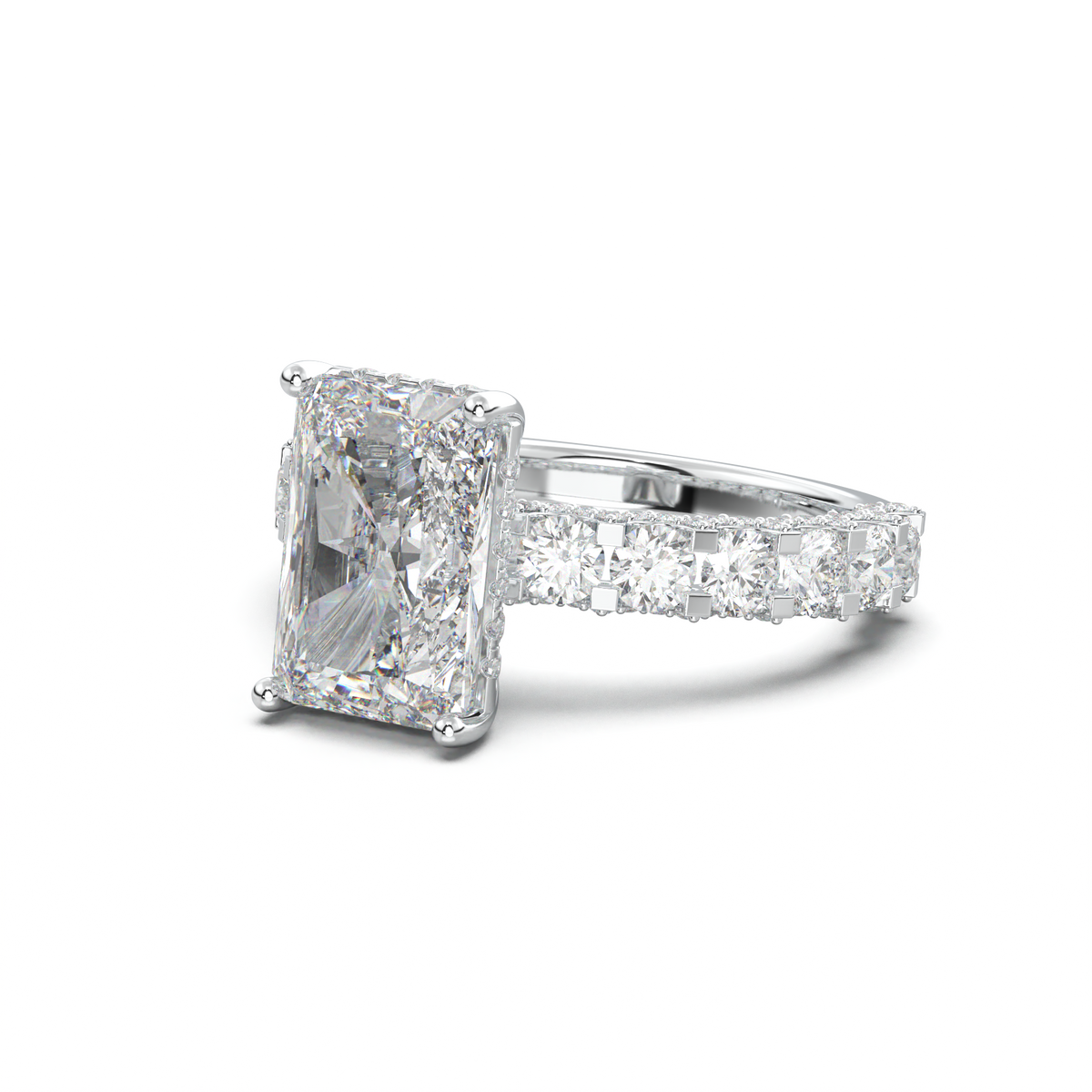 Radiant Diamond Band Engagement Ring