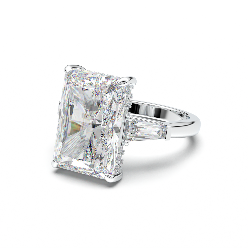 Radiant Baguette Hidden Halo Engagement Ring