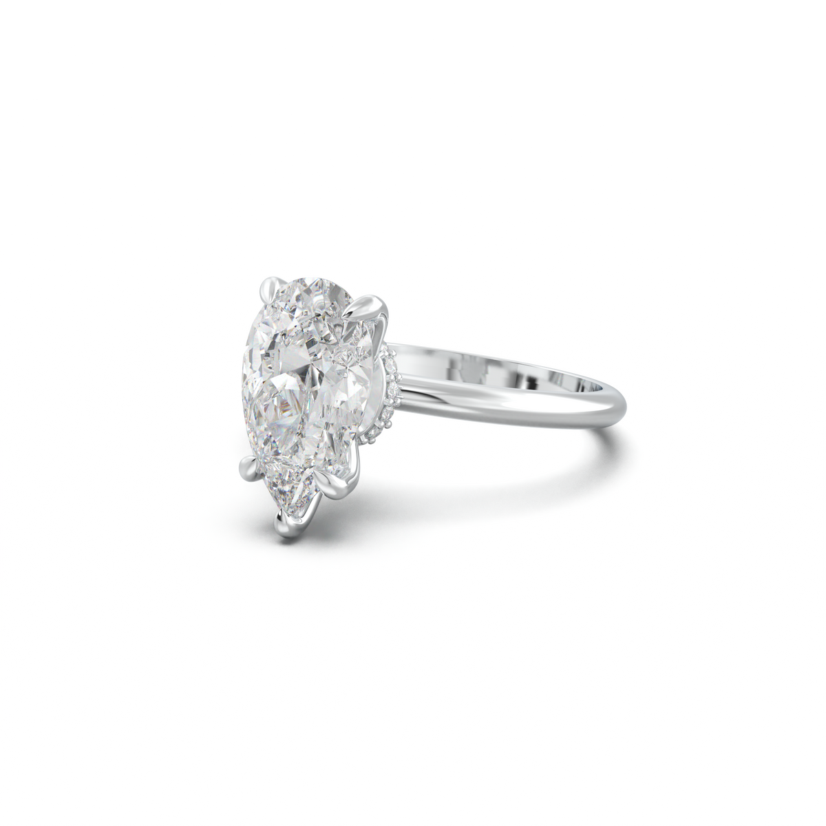 Pear Hidden Halo Engagement Ring