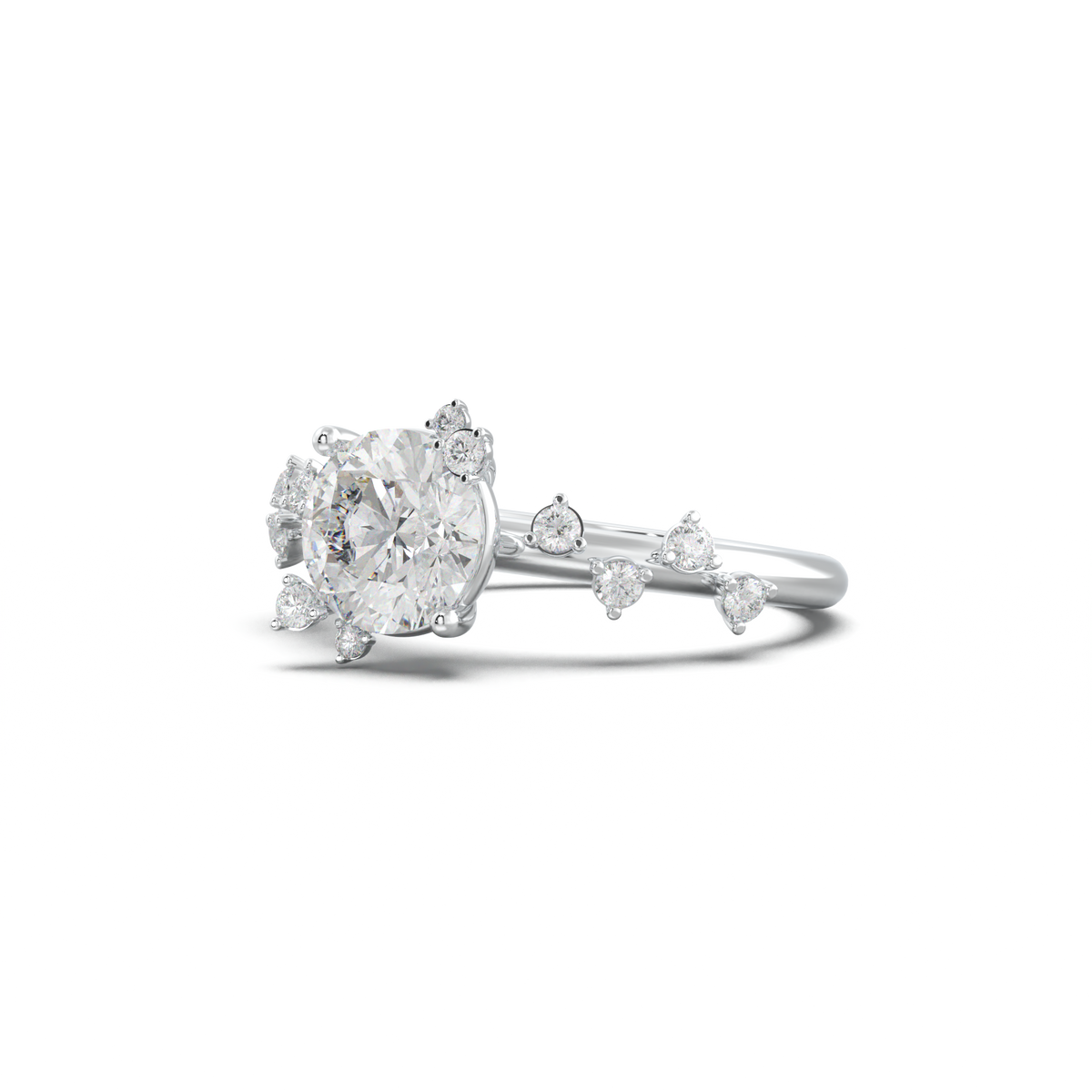 Round Botanical Accent Engagement Ring