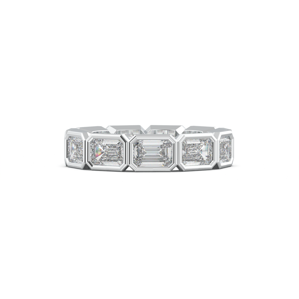 Emerald-Cut Bezel-Style Eternity Wedding Band