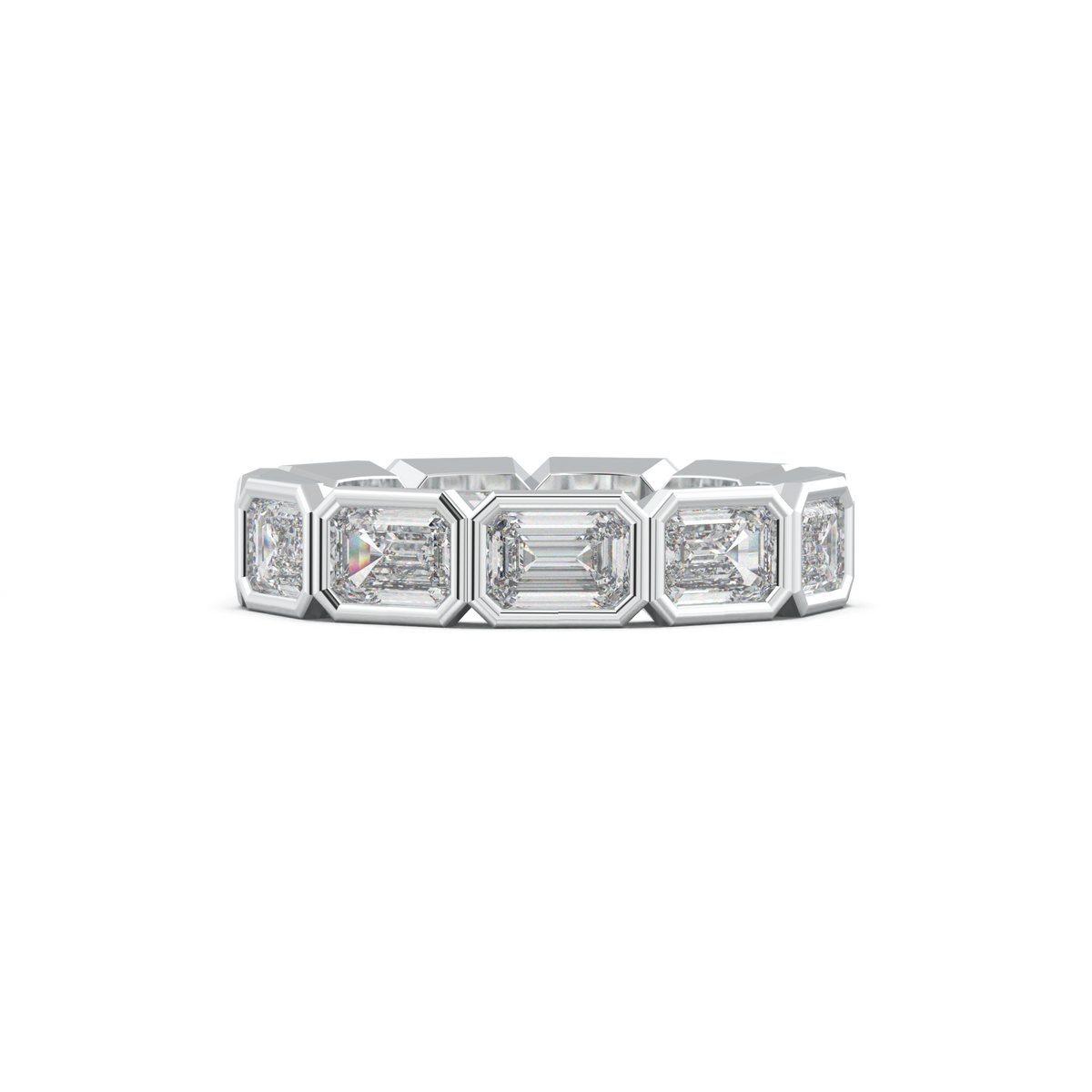 Emerald-Cut Bezel-Style Eternity Wedding Band