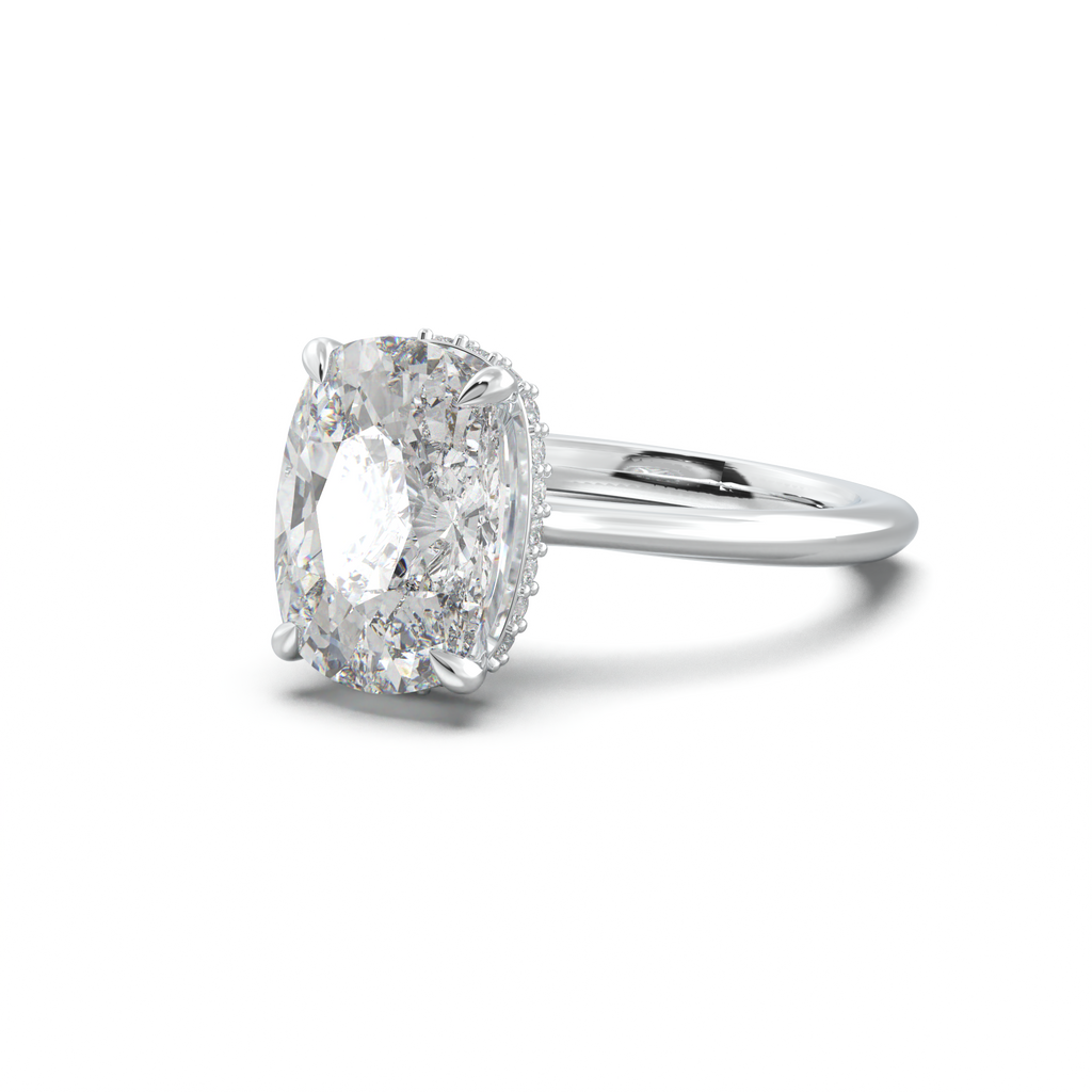 Cushion Hidden Halo Engagement Ring
