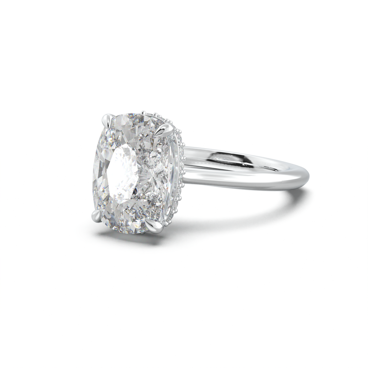 Cushion Hidden Halo Engagement Ring