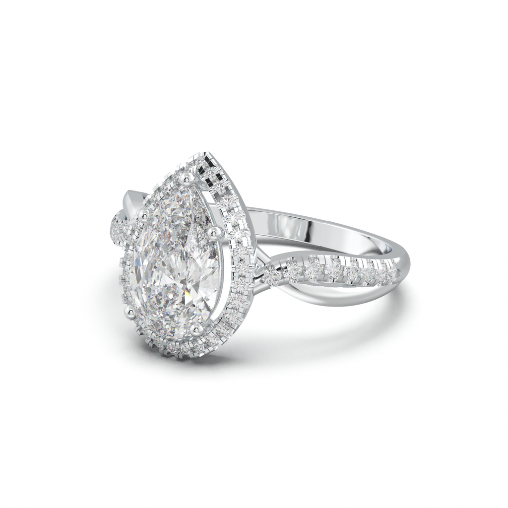Pear Halo Twisted Pavé Engagement Ring