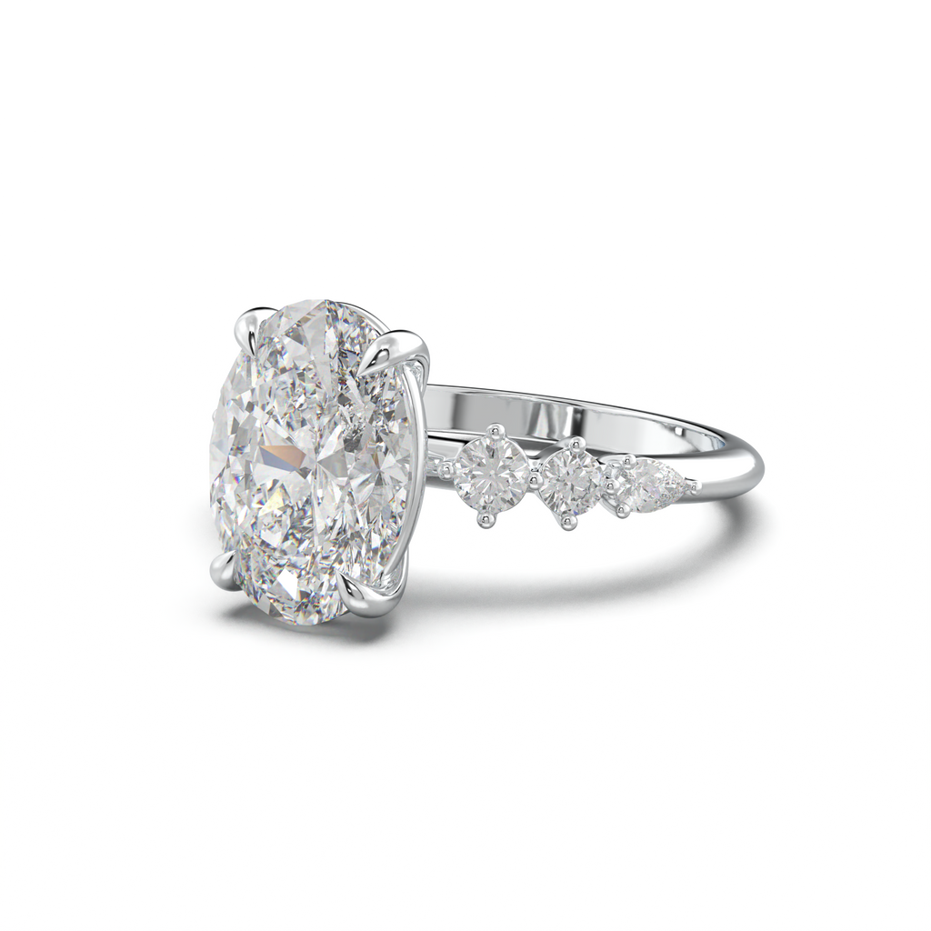 Oval Pear-Accent Engagement Ring