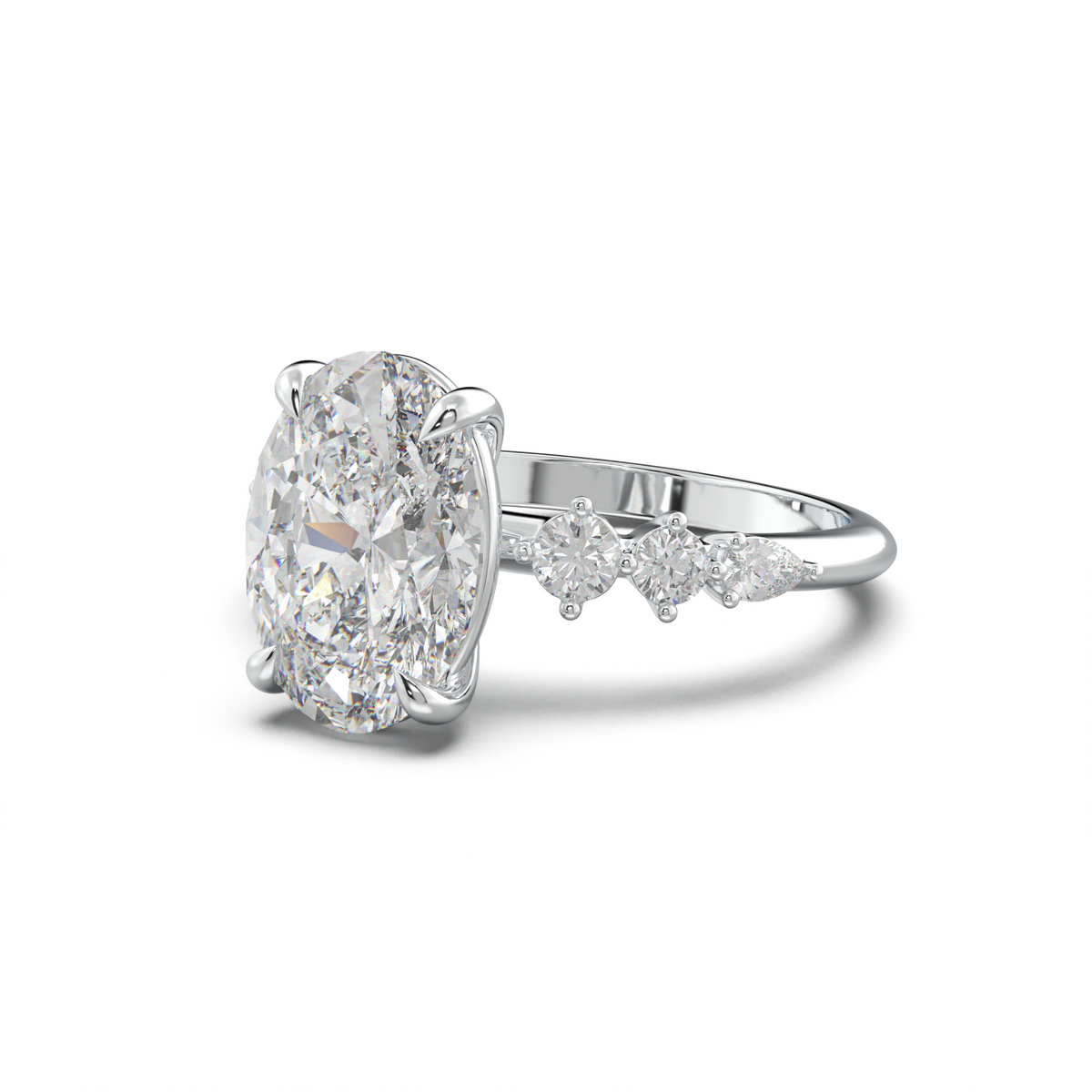 Oval Pear-Accent Engagement Ring