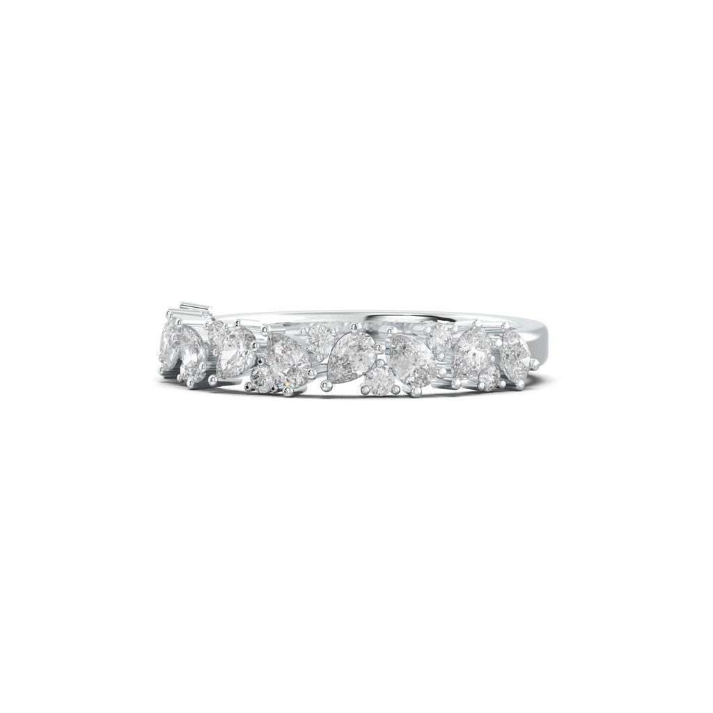 Alternating Pear & Round Half-Eternity Wedding Band
