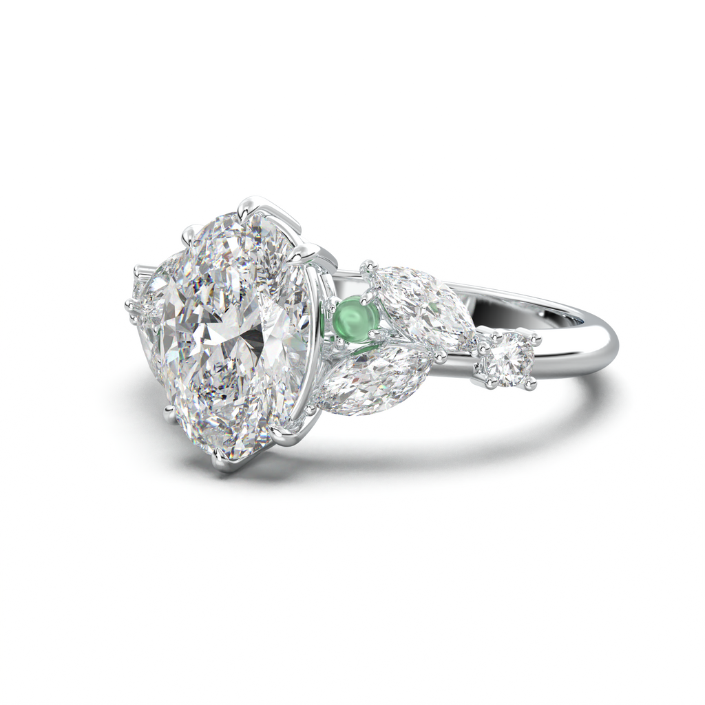 Oval Marquise-Accent Engagement Ring