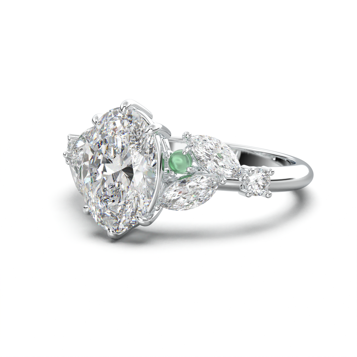 Oval Marquise-Accent Engagement Ring