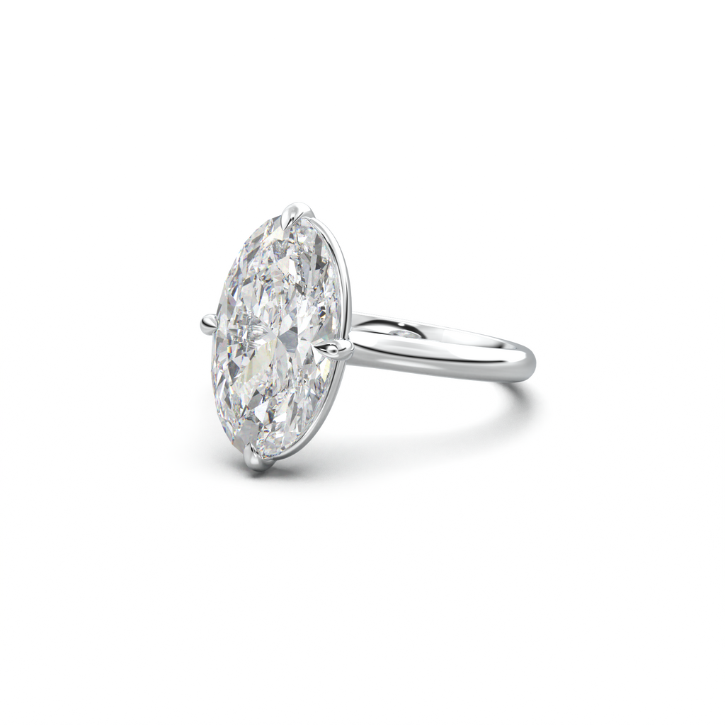 Elongated Moval Solitaire Engagement Ring